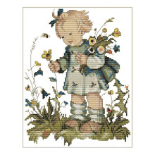 Stitch Kits Stamped of Embroidery Kits for Beginners DIY 11CT 3 Strands - the Flower Girl 13X15.4(Inch)