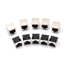 10pcs RJ45 Ethernet Connector 8P8C PCB Mount Female Socket with Durable Metal Shielding for Router Switch
