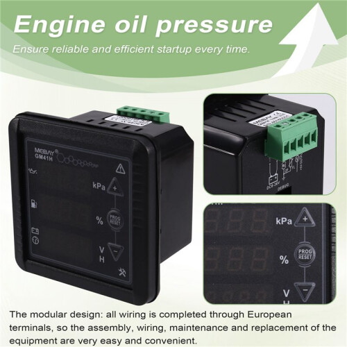 MEBAY GM41H Engine Multifunctional Digital Display Meter PEMP Fuel Level/Battery/Voltage/Hour Meter 2