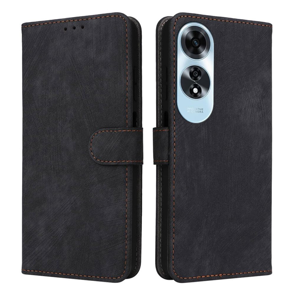 Rfid Blocking Magnetic Leather Wallet Case For Oppo A60 4G With Card Slots And Shockproof Tpu Shell, Black 9771547078210