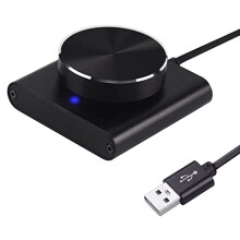 USB Volume Controller for PC, Aluminum Alloy Audio Control Knob with 360 Rotary and One‑Touch Mute Function