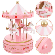 Carillon in miniatura creativo a forma di giostra, giocattolo decorativo da scrivania, regalo per Natale, compleanno, San Valentino, rosa