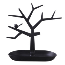 Jewelry Display Stand, Metal Birds Tree Stand with Tray for Necklaces, Earrings, Bracelets, Rings, Antique Rack Tower Decoration for Women and Girls