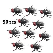 50 stk. falske fluer, fluer, insekter, plastik, mock insekter, krybdyr, joke legetøj, prank, skræmmende trick, tricky hjerner til halloween fest