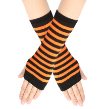 Fingerless Gloves for Cold Weather Pinstripes Stripes Fingerless Gloves with Thumb Hole UniWarm Gloves Winter Gloves Orange One Size