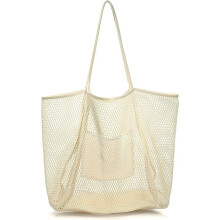 Strandmesh-taske, afslappet tote-taske Hobo-damer, foldbar MAX23L-skuldertaske til strandpicnicferie
