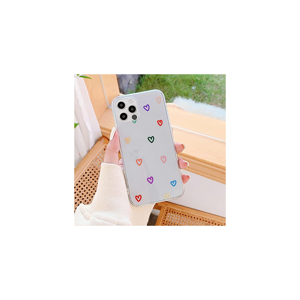 Clear Shockproof Iphone Case With Cute Heart Design, Slim Tpu Cover For Iphone 13 Pro Max 11 12 Xs Max 9092120267938