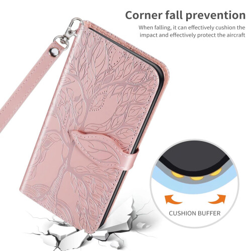 PU Leather Wallet Case for Samsung Galaxy A05S with Embossed Tree Design, Magnetic Closure and Stand Function 1