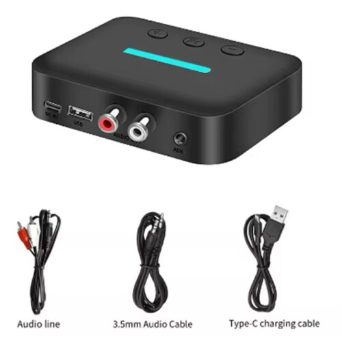 5.3 Audio Receiver Adapter Wireless Music 3.5mm AUX R/L RCA Support U-Disk Playback for Desktop Speaker Amp 2