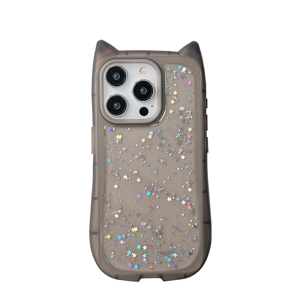 Case For Iphone 14 Pro Cute Kawaii 3D Cat Ears Glitter Sparkly Shockproof Soft Silicone Cover Black 9092120818659