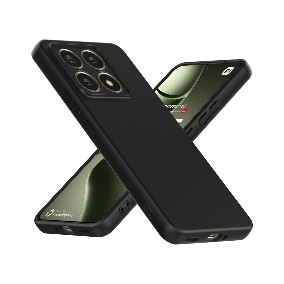 Black Shockproof Slim Tpu Phone Case For Xiaomi 14T 6.67 Inch With Raised Camera Edge And Soft Grip