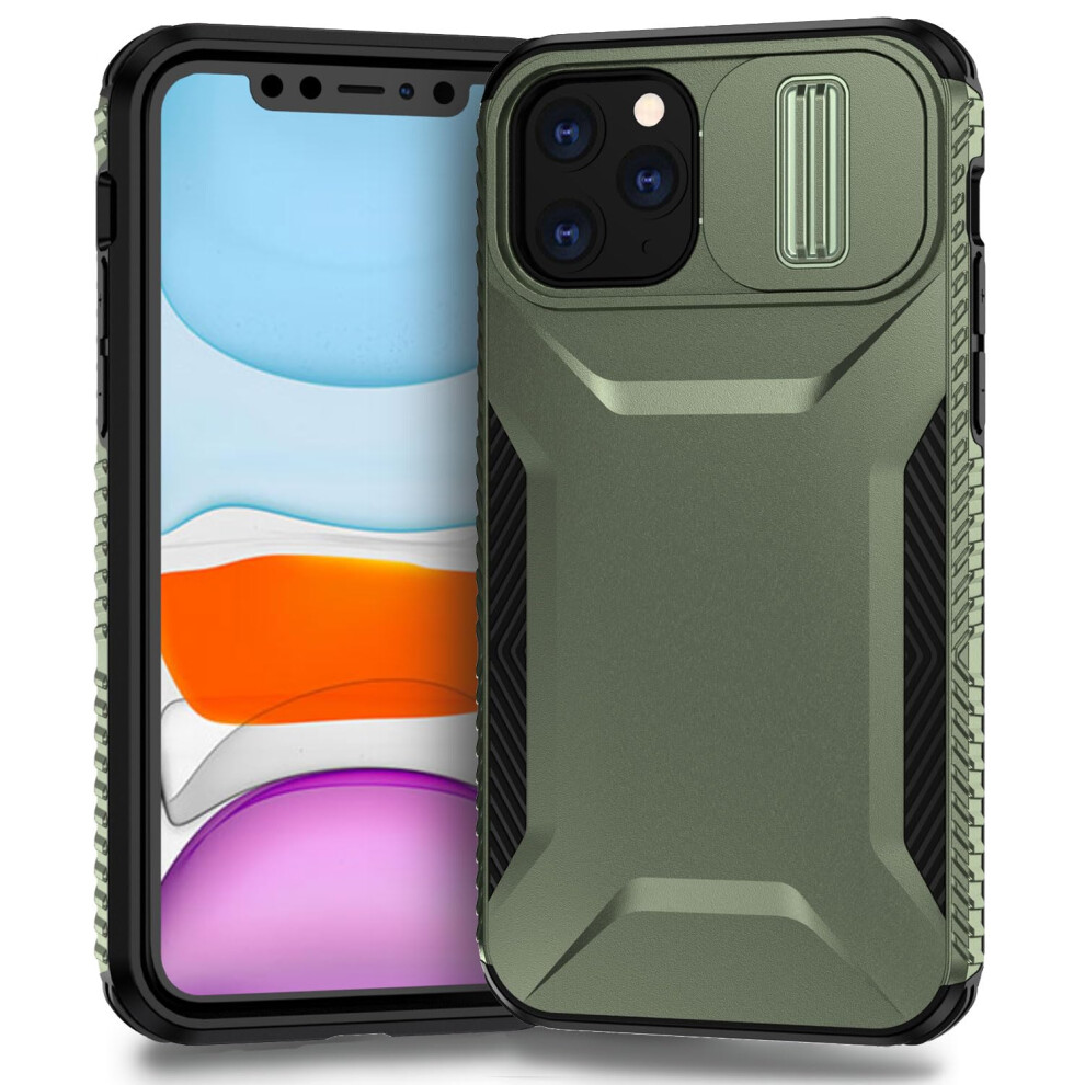 Case For Iphone 11 Pro With Slide Camera Cover, Military Grade Shockproof Nonslip Rugged Cover Green 9092120819137