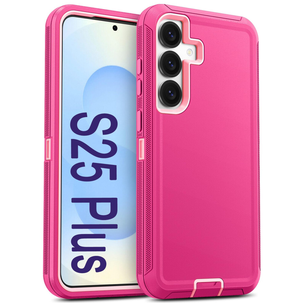 Case For Samsung Galaxy S25 Plus, Rugged Shockproof Duallayer Cover With Dustproof Ports And Raised Lips Pink 9092120819489