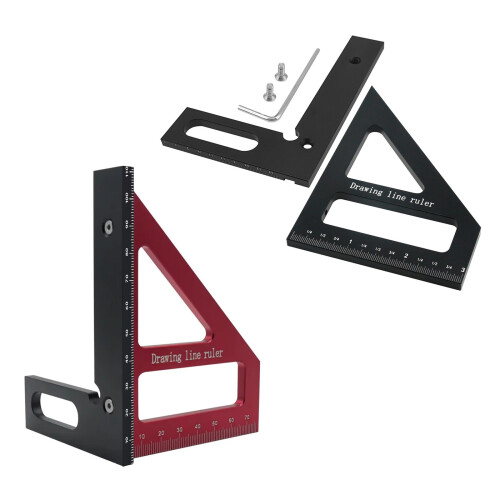 Aluminum Triangle Rulers Accuracy Measuring Tool-Black And Red 1