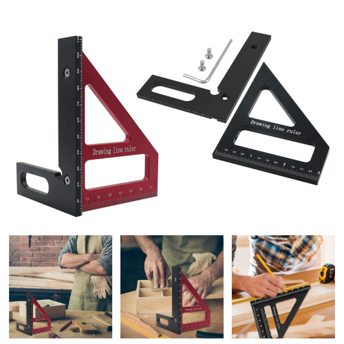Aluminum Triangle Rulers Accuracy Measuring Tool-Black And Red 2