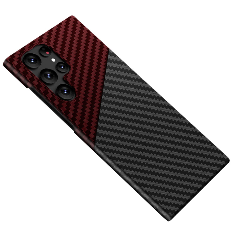 Slim Magnetic Carbon Fiber Shockproof Cover With Wireless Charging Support Case For Samsung Galaxy S24 Plus Red 9092120819632