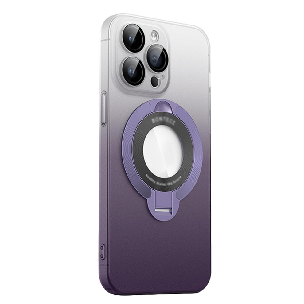 Gradient Magnetic Case For Iphone 15 Pro With Kickstand, Slim Shockproof Magsafe Cover, Wireless Charging Ready Purple 9771547079705