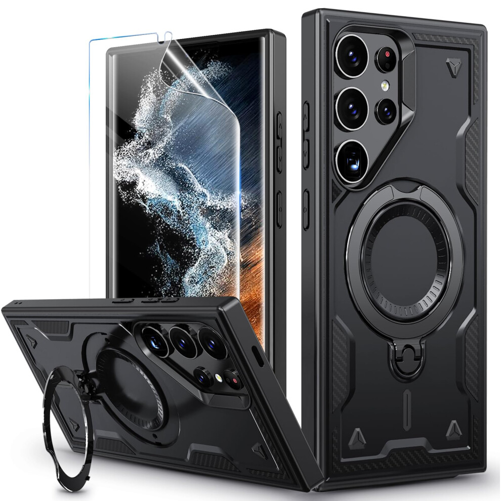 Case For Samsung Galaxy S22 Ultra With 360 Rotating Magnetic Ring Stand, Military Shockproof Protection 9771547079910