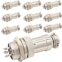 GX16 6 Pin Aviation Connector Set 10 Pairs Metal Panel Mount Plug Socket Durable Secure Signal Connection