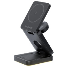 3 in 1 Magnetic Wireless Charger 15W Fast Charging Station for iPhone 1215, Apple Watch and AirPods Foldable Stand with Night Light