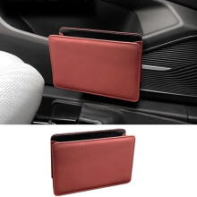 Leather Car Trash Can for Toyota Auris Yaris Verso Camry, Waterproof Foldable Hanging Garbage Bin Organizer, Wine Red