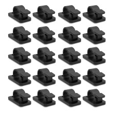 Adhesive Cable Clips 20 Pack, Tool Install, Residue Removal, Fits Common Cables for Desk