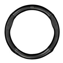 Leather Steering Wheel Cover for Mazda CX5 2015 SUV, Carbon Fiber Texture, Breathable Non‑Slip Grip, Scratch‑Resistant Protection