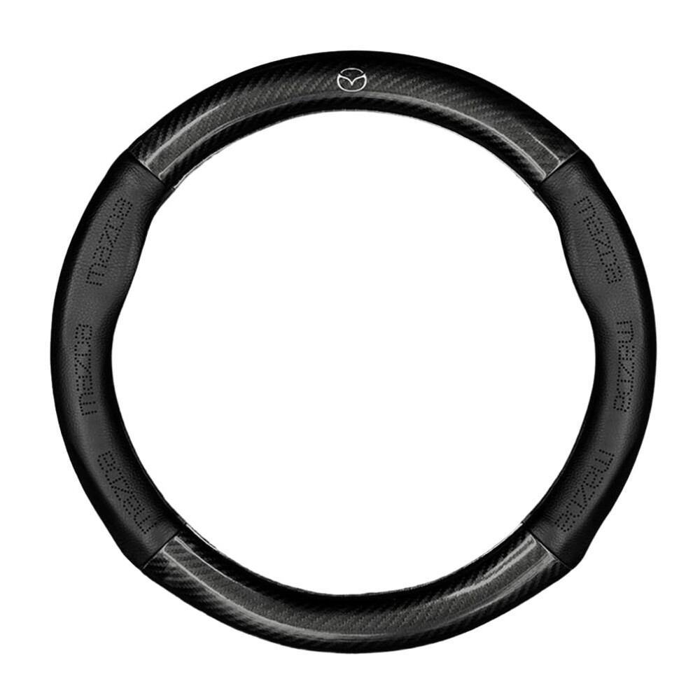 Leather Steering Wheel Cover For Mazda Cx5 2015 Suv, Carbon Fiber Texture, Breathable NonâSlip Grip, ScratchâResistant Protection 9330225107200