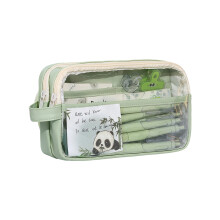 Contemporary Transparent Pen Organizer Bag Large-Matcha Green