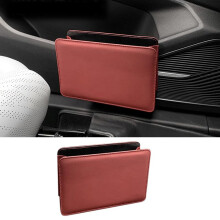 Foldable Leather Car Trash Can for Mitsubishi Grandis 20062011, Leakproof Compact Organizer Wine Red