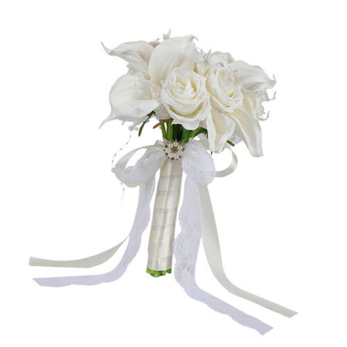 Functional Calla Lilies Rose Artificial Bridal Bouquets For Home
