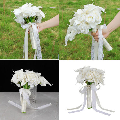 Functional Calla Lilies Rose Artificial Bridal Bouquets For Home 1