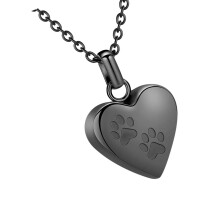Elegant Heart Shape Pet Memorials Jewelry Holds Cremation-Black