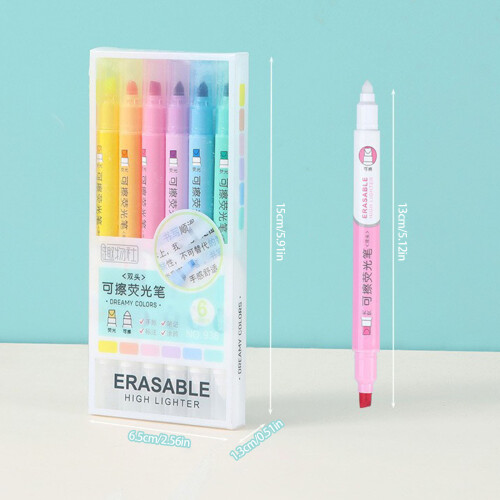 Night Friendly Erasable Highlighters Quick Dry Plastic Pen Body 2
