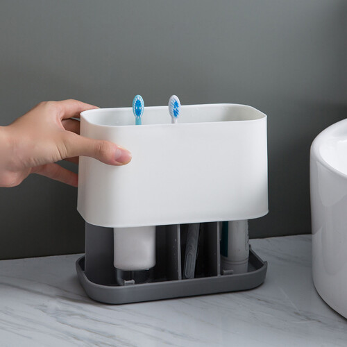 Removable Toothpaste Toothbrush Storage Rack Plastic-grey 2