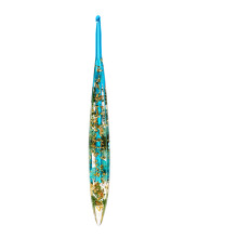 Aluminum Alloy Crochet Needle With Floral Resin Decoration-G