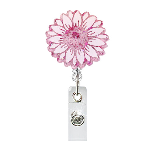 Elastic Retractable Workplace Badge Reels Featuring-Pink white