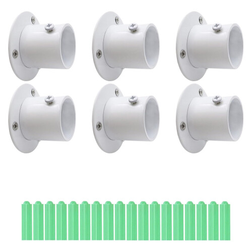 Sturdy Closet Rod Holders With Screws Anchors Adjustable-White