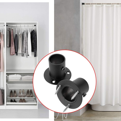 Secure Closet Rod Support Brackets Heavy Duty Stainless-Black 1