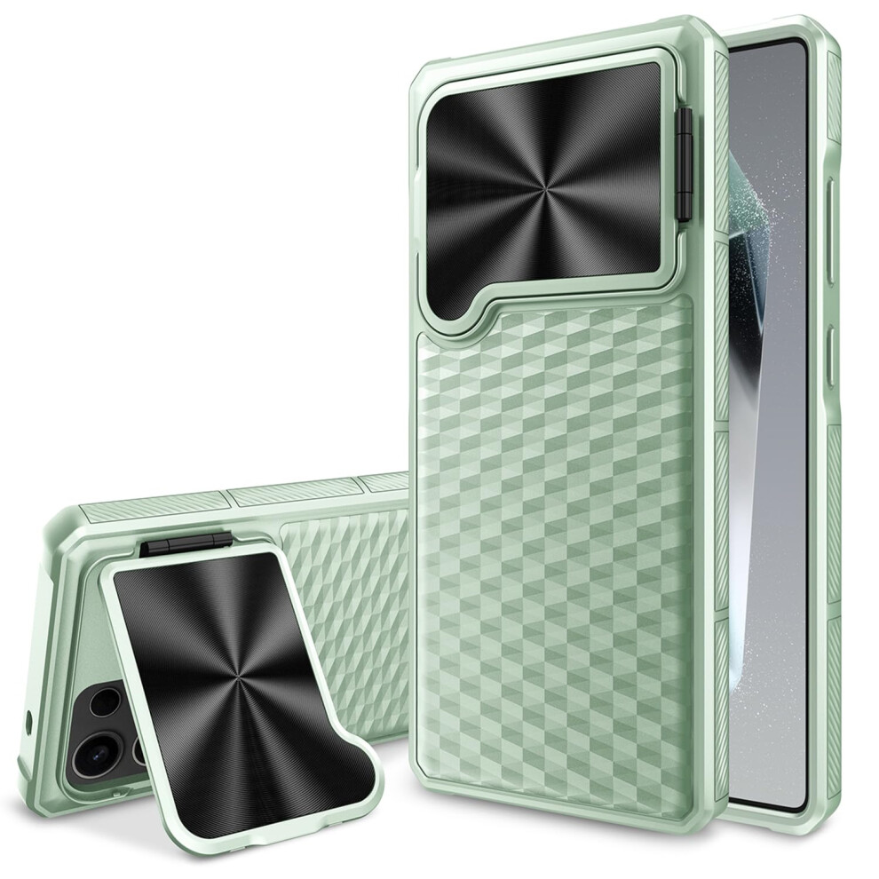 Case For Samsung Galaxy S25 Ultra With Flip Camera Cover, Rugged Shockproof Kickstand Design, Mint Green 9771547081067