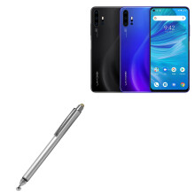Stylus Pen Compatible with Umidigi F2, Dual Tip Capacitive Stylus with Fiber and Disc Tips, Metallic Silver