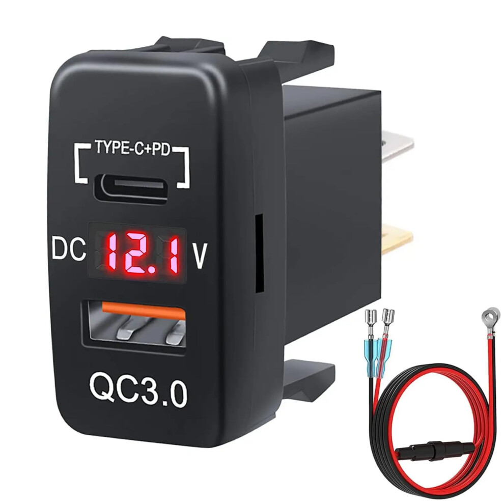 Usb C Car Charger Fast Charge Qc3.0 Pd3.0 Dual Usb Ports 12V24v Typec Adapter For Toyota 4Runner Tacoma Tundra Red 9092120821703