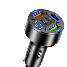 250W 5 Port USB C Car Fast Charger PD QC3.0 Multi Port Car Phone Adapter for iPhone and Samsung