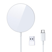 15W Wireless Charger Magnetic Fast Charging Pad USBC for iPhone 17 16 15 14 13 12 AirPods White