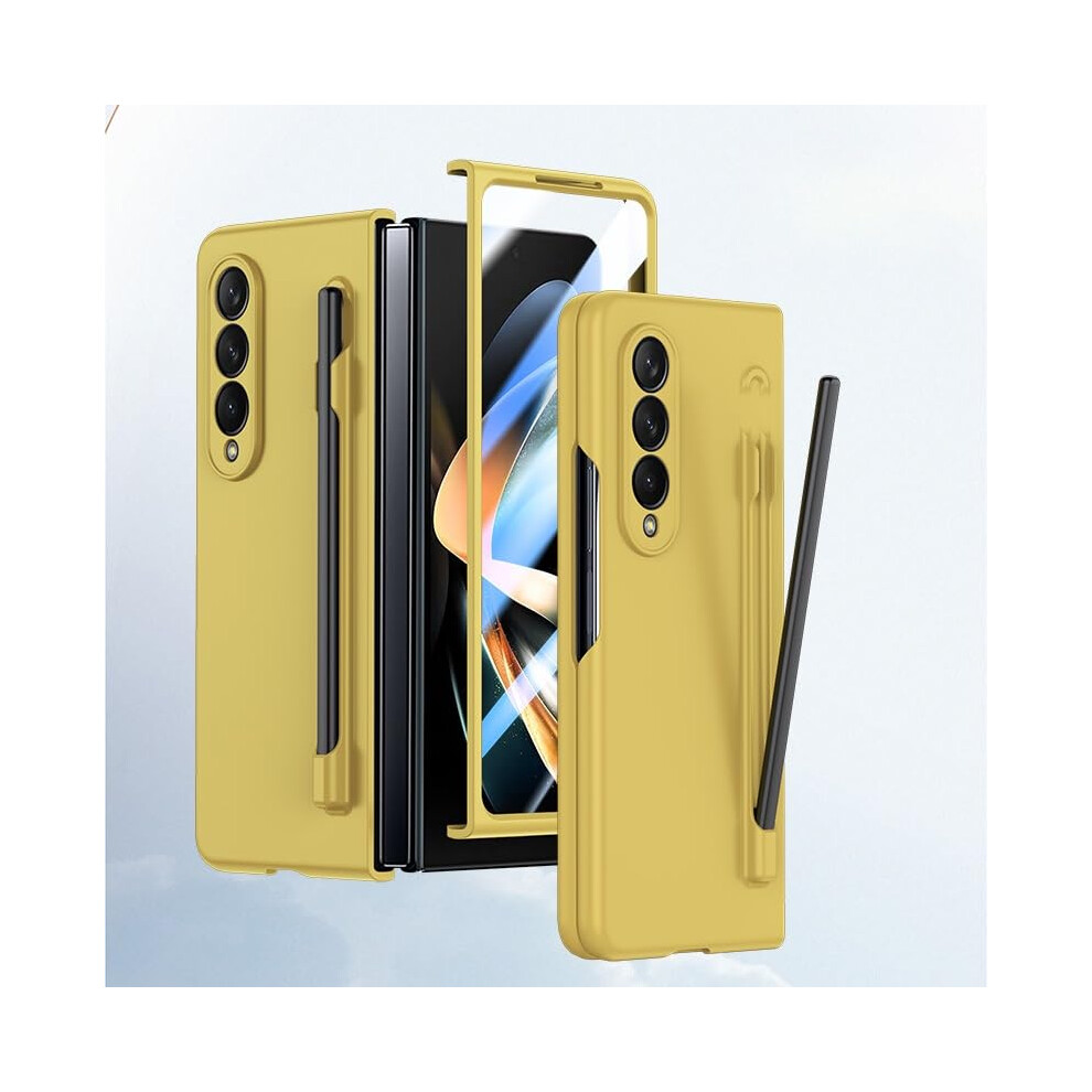 Case With S Pen Holder For Samsung Galaxy Z Fold 3, Shockproof Fullbody Lemon Protective Cover Yellow 9092120822328
