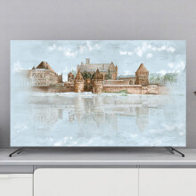 TV Screen Protector and Dustproof Cover 55 inch Universal Fit for Wall Mounted Flat or Curved TVs Decorative Fabric Style