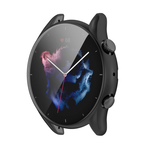 Case with 3D Full Coverage TPU Shell, Slim Shockproof Protective Cover Black Silver Clear for Amazfit GTR 3 Pro 2
