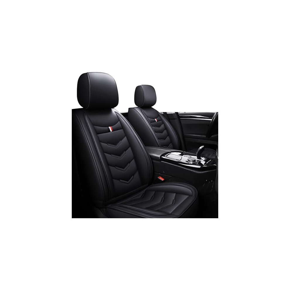 Custom Fit Leather Seat Covers For Toyota Tundra 2000Â2025, Waterproof Spillproof, Airbag Safe Black 9092120221985
