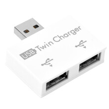 2 Port USB Charging Hub Dual Power Splitter Charge‑Only Design for Phone and Tablet White