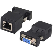 VGA to RJ45 Adapter 2 Pack, Full HD VGA over Ethernet Converter for Cat5 Cat6 Cat7, LongDistance Signal Extension